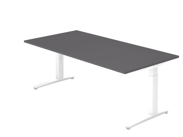 Hammerbacher Schreibtisch C-Fuß 200x100cm Graphit/Weiß, Rechteckform, VXB2E/G/WW