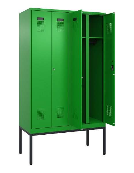 C+P Schwarz-Weiß-Spind Evolo PLUS, Gestell, 4 Abteile, 2120x1200x500mm, 6037/603, Zylinderschloss, 0490327-40 S10053