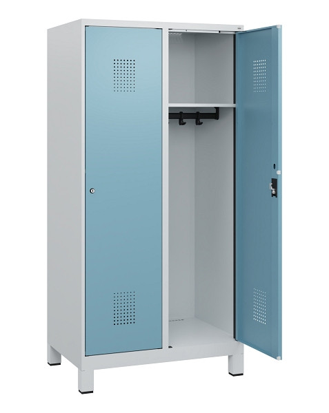 C+P Spind Evolo PLUS, Füße, 2 Abteile, 1630x800x500mm, 7035/0010, Zylinderschloss, 0490105-22 S10035