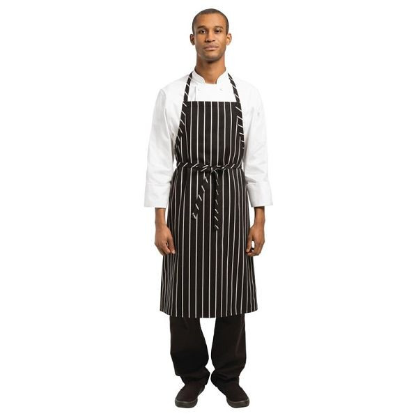 Chef Works Premium Latzschürze schwarz-weiß gestreift, B248