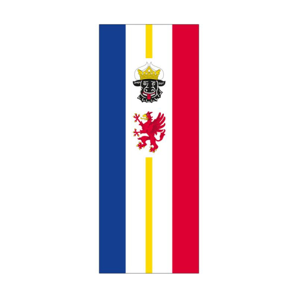 Stein HGS Landesflagge Mecklenburg Vorpommern, 400 x 150 cm (Hochformat), mit Karabiner, FlagTop 160 g/m², für Fahnenmasten ab 8 m, mit Hohlsaum für Ø 4 cm Ausleger, 26417