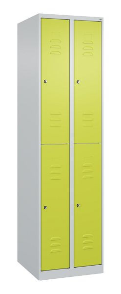 C+P Doppelstöckiger Spind Classic PLUS, 2 Abteile, 1850x500x500mm, 7035/0024, Zylinderschlösser, 080300-29 S10026