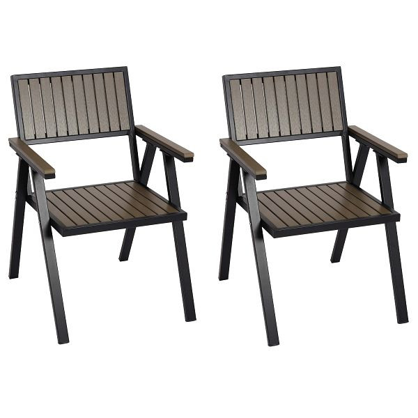 Mendler 2er-Set Gartenstuhl HWC-J95, Balkonstuhl Stuhl, Outdoor-Beschichtung, Aluminium Polywood, Gestell schwarz, grau, 84858