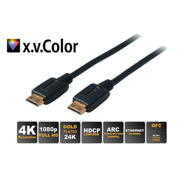 S-Conn HDMI C-Stecker auf HDMI C-Stecker, vergoldete Kontakte, Full HD, ULTRA HD, 3D, HEAC, 1,5m, 77471-1