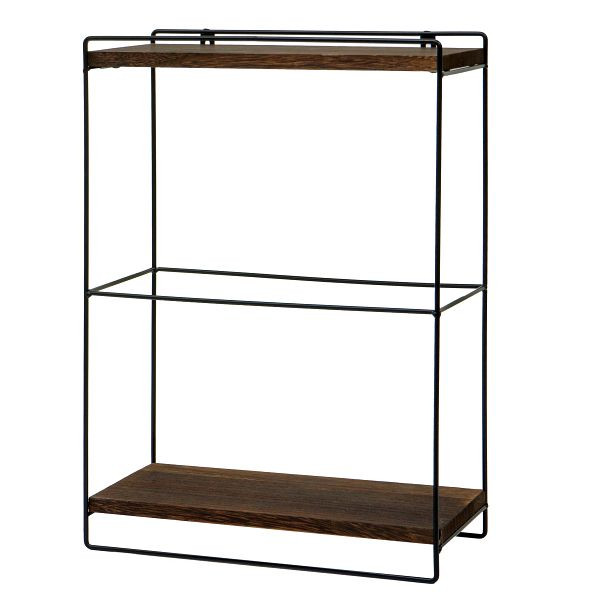 Mendler Wandregal HWC-K77, Hängeregal Regal Küchenregal, Massiv-Holz Metall Industrial 2 Regalböden 50x35x17cm, dunkelbraun, 98623