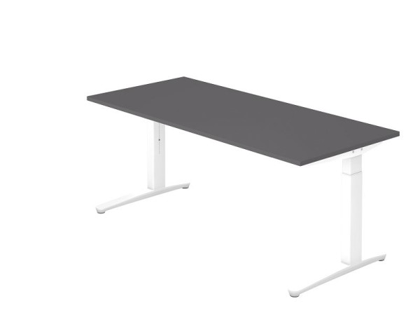 Hammerbacher Schreibtisch C-Fuß 180x80cm Graphit/Weiß, Rechteckform, VXB19/G/WW