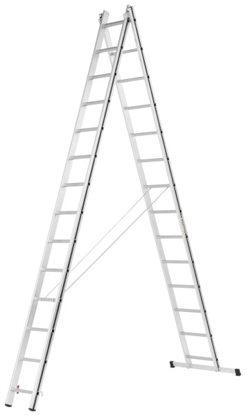 ALU-PRO Mehrzweckleiter zweiteilig, 2x14 Sprossen, Länge eingefahren 3,96 m / ausgefahren 6,76 m, 7004528