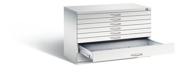 C+P Flachablageschrank Serie 7100_7200, H760xB1100xT765mm, Farbe: Lichtgrau, Bügelgriff, 7101-200 S10136