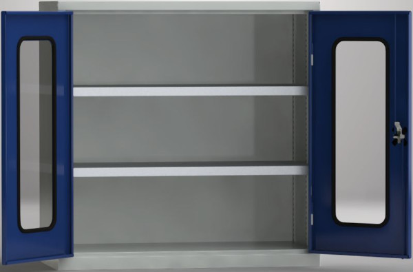 KLW Universalschrank 1000x1000x490mm, Flügeltüren mit Acrylglasfenster, 2 verstellbare Fachböden (80 kg), Gummi-Sicherheitsdichtung, 7FN-NH1000FD-0204XRB
