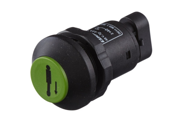 HELLA Schalter, Ausfahren (Hydraulikzylinder), 48V, tastend, Bohrung-Ø: 30mm, 6EF 004 406-101