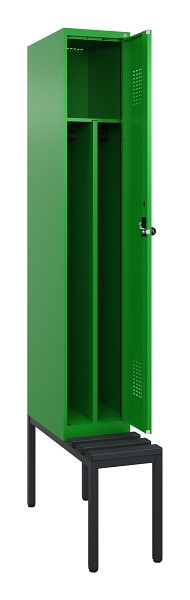 C+P Spind Evolo PLUS, 1 Abteile, 2120x300x815mm, 6037/6037, Haken 4, Drehriegel, Sitzfläche Kunststoff, Sitzbank, 0490507-10F S10081