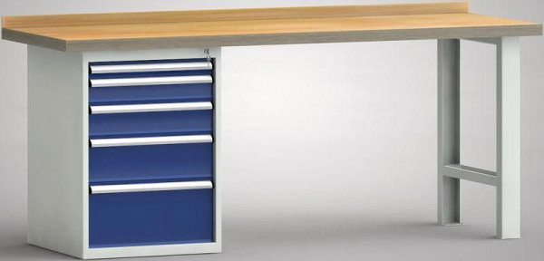 KLW Profi-Werkbank - 2000 x 700 x 845 mm L x T x H, links: 50EA/100EA/125EA/175EA/250EA rechts: U-Hut-Fußelement., WP515N-2000M45-E0805