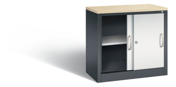 C+P Sideboard mit Schiebetüren Acurado, H720xB800xT400mm, Farbe: Schwarzgrau / Lichtgrau, Bügelgriff, 2 OH, 5722-00 S10363