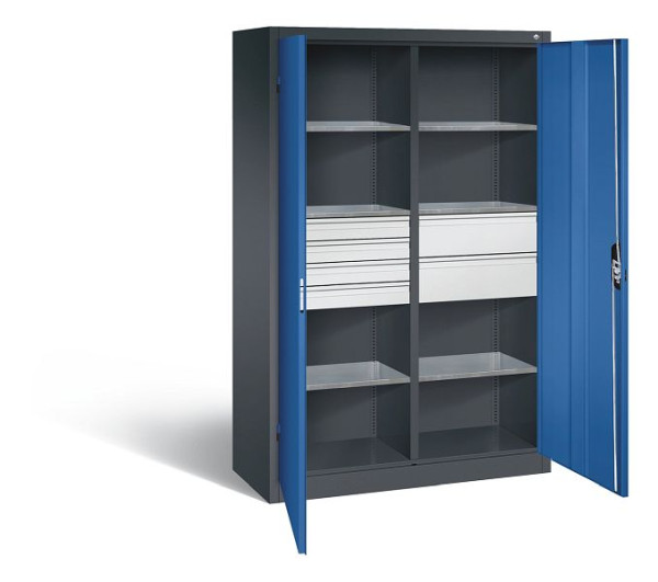 C+P Werkzeugschrank Acurado, H1950xB1200xT500mm, Farbe: Schwarzgrau / Enzianblau, Muldengriff, 8931-3041 S10179