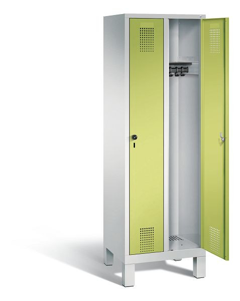 C+P Garderobenschrank Evolo, H1850xB610xT500mm, Farbe: Lichtgrau / Viridingrün, 48010-20 S10057