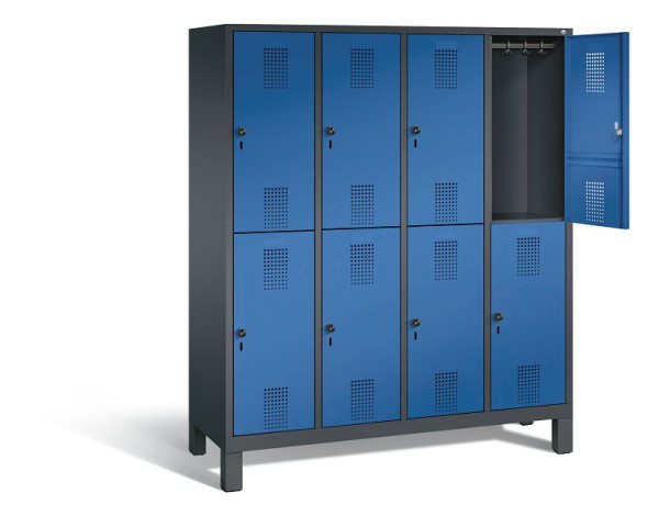 C+P Spind doppelstöckig Evolo, H1850xB1590xT500mm, Farbe: Schwarzgrau / Enzianblau, 48310-42 S10147