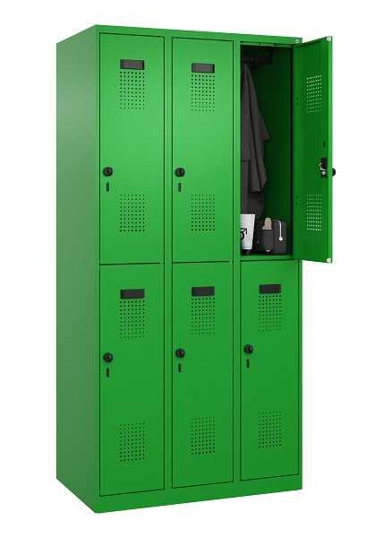C+P Doppelstöckiger Spind Evolo PLUS, 6 Fächer, 1850x900x500mm, 6037/6037, Drehriegel, 049300-30 S10026