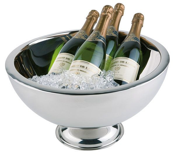APS Champagnerkühler, Ø 44 cm, Höhe: 24 cm, 10,5 Liter, Edelstahl, hochglanzpoliert, doppelwandig, Fuß Ø: 25 cm, 36044