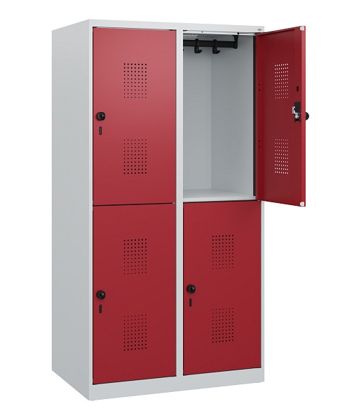 C+P Doppelstöckiger Spind Evolo PLUS, 4 Fächer, 1530x800x500mm, 7035/3003, Drehriegel, 0493005-22 S10004