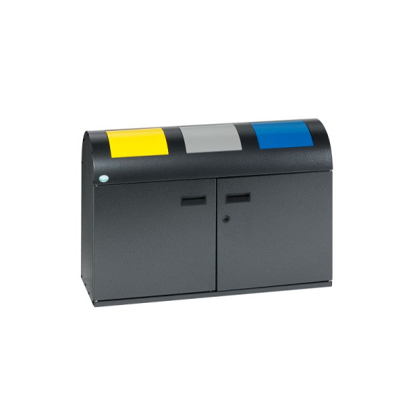 STEIN HGS Wertstoffsammelstation WSS 50 R, Antiksilber, Verkehrsgelb (RAL 1023), silber, enzianblau (RAL 5010), 82068.0002