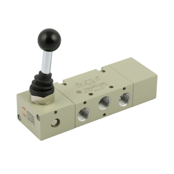 Metal Work 5/3-Wegeventil Tieftemperatur, man. 90° Hebel, G 1/4, Mitte belüftet, rastend, 149923