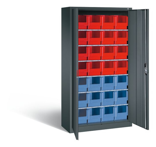 C+P Magazinschrank Serie 13, H1980xB1000xT420mm, Farbe: Anthrazitgrau, Muldengriff, 133144-22 S10093