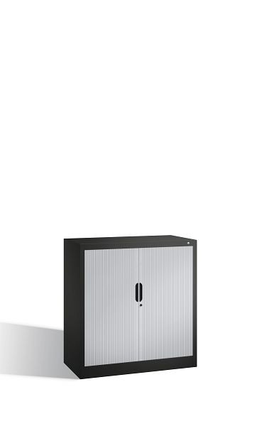 C+P Sideboard mit Rollladen Omnispace, H1030xB1000xT420mm, Farbe: Schwarzgrau / Lichtgrau, Griffmulde, 2 OH, 3242-00 S10022