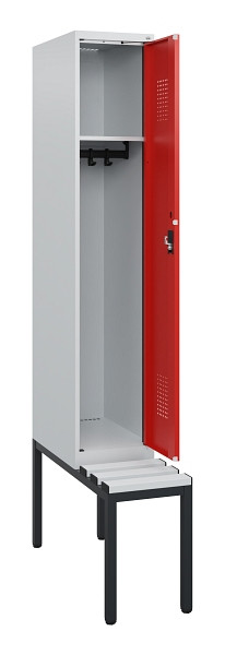C+P Spind Evolo PLUS, 1 Abteil, 1950x300x815mm, 7035/3020, Zylinderschloss, Material Sitzfläche Kunststoff, Sitzbank, 0490505-10 S10086