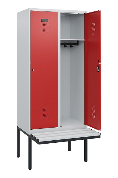C+P Spind Evolo PLUS, 2 Abteile, 1950x800x815mm, 7035/3000, Zylinderschloss, Material Sitzfläche Kunststoff, 0490405-22 S10084