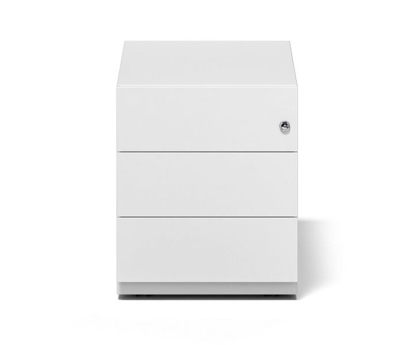 Bisley Rollcontainer Note mit Griffleiste, 3 Universalschubladen, verkehrsweiß, NWA79M7BBB696
