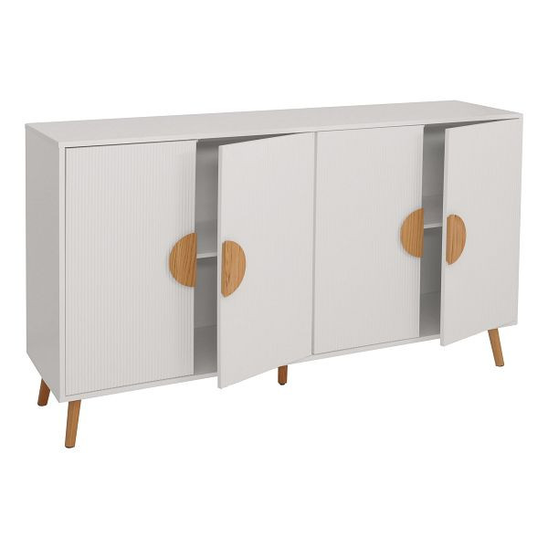 Mendler Sideboard HWC-N89, Kommode Schrank Highboard Anrichte, 3D-Design Melamin Holz, 88x150x40cm, weiß, 109687
