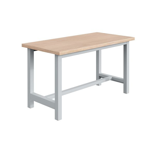 SOFAME CKS Werkbank B 2000 x T 750 x H 840mm, Multiplex-Arbeitsplatte 40 mm, Lichtgrau RAL 7035, W010160006GC