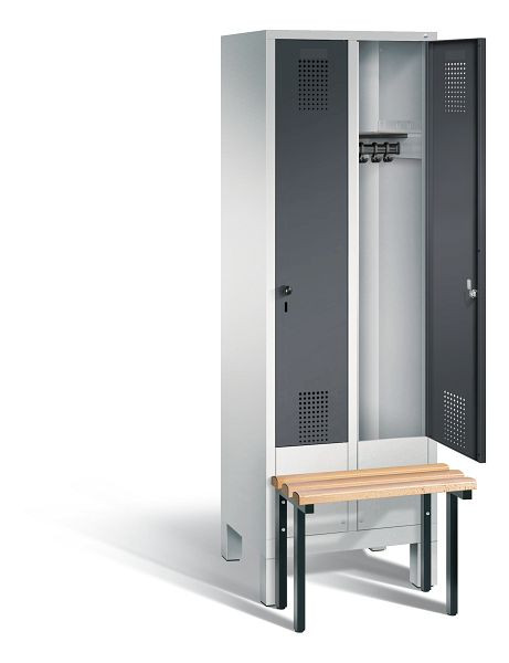 C+P Garderobenschrank Evolo, H1850xB610xT815mm, Farbe: Lichtgrau / Schwarzgrau, 48030-20 S10092