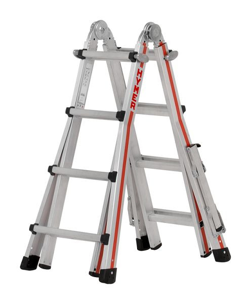 HYMER Teleskopleiter „TELESTEP“, 4x4 Sprossen, Länge Anlegeleiter 2,35 - 4,02 m, Standhöhe (Stehleiter): 1,26 m, Standhöhe (Anlegeleiter): 3 m, 814216
