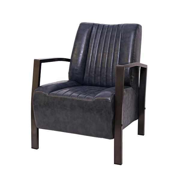 Mendler Sessel HWC-H10, Loungesessel Polstersessel Relaxsessel, Metall Industriedesign, vintage grau, 72478