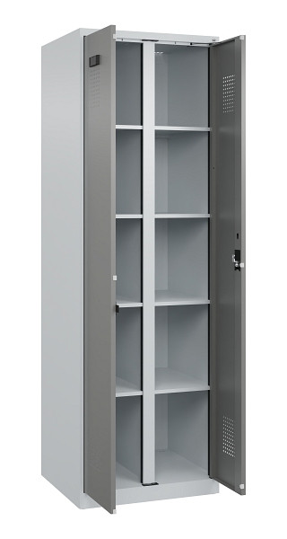 C+P Wäsche-Spind Evolo PLUS, 2 Abteile, 1850x600x500mm, 7035/0004, Verschluss Zylinderschloss, 049002-20B S10041