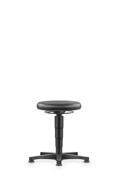 bimos Allround Hocker mit Gleiter, Kunstleder schwarz, Sitzhöhe 450-650 mm, Farbring grau, 9460-MG01-3278