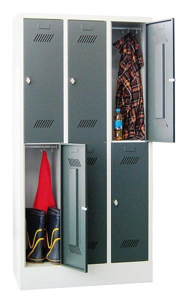Pavoy Kleider-Schließfachschrank mit Sockel 1850/500/900, 3b x 2h, Drehriegelverschluss, Abteilbreite 300, 60260-323-432-910