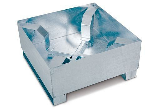 DENIOS Auffangwanne classic-line für 1 Fass, Stahl verzinkt, Füße, Fassstütze, B 866 mm, 159068