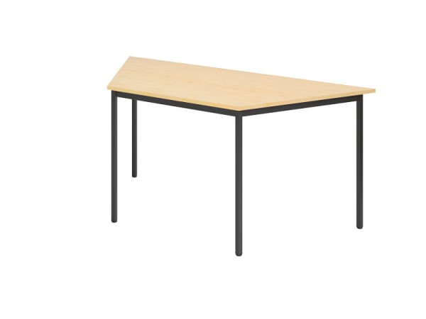 Hammerbacher Besprechungstisch Trapez VT16, 160 x 69 cm, Platte: Ahorn, Vier-Fuß-Gestell Schwarz, Quadratrohr 2,5cm, Arbeitshöhe 72 cm, VVT16/3/D