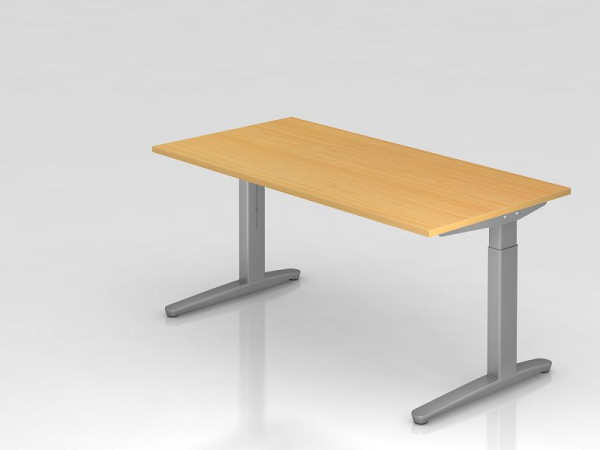 Hammerbacher Schreibtisch C-Fuß 160x80cm Buche/Silber, Alu-Kufe Silber (ähnlich RAL 9006), VXB16/6/SS