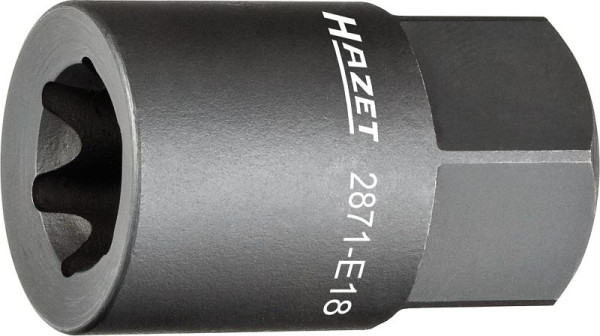 Hazet Bremssattel TORX® Einsatz, Außen-Sechskant 22 mm, Außen TORX® Profil, E18, 2871-E18