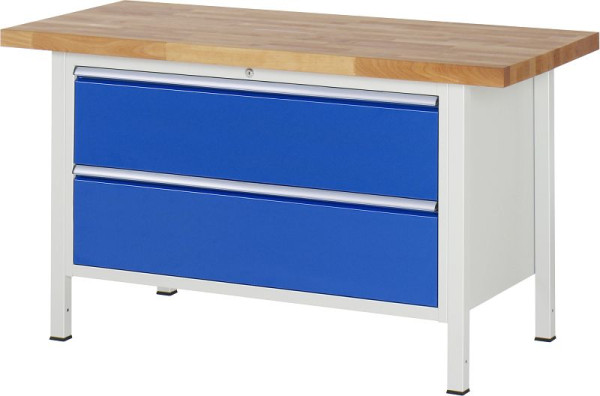 RAU Werkbank Serie 8000 - Modell 8355, B1500 x T700 x H840-1040 mm, Systemunterbau B1235 x T650 x H800-1000 mm, 03-8355A2-157B4H.11