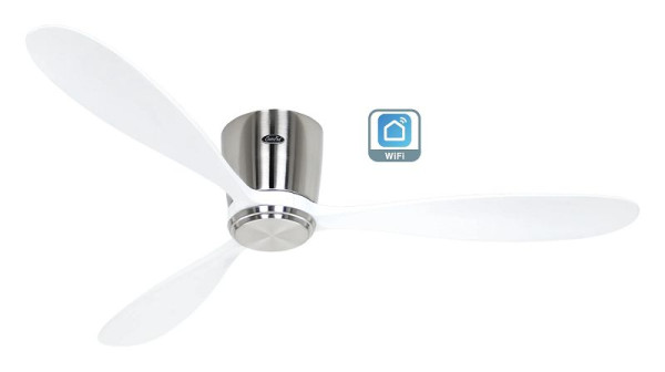 CasaFan Deckenventilator Eco Plano Wood Chrom gebürstet-Massivholz Lack weiß WiFi, 313289W