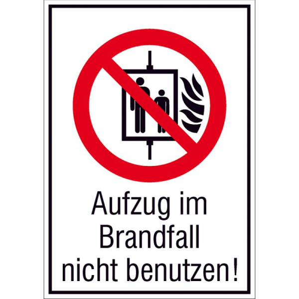 Stein HGS Kombischild, Aufzug im Brandfall nicht benutzen!, 131x185mm /nicht langnachleuchtend, 21.a6140