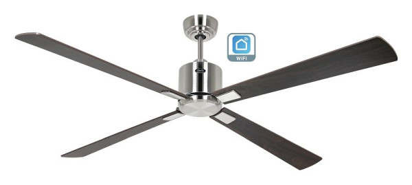 CasaFan Deckenventilator Eco Neo III 152 Chrom gebürstet-Massivholz Nussbaum gebeizt/Kirsche WiFi, 942313W