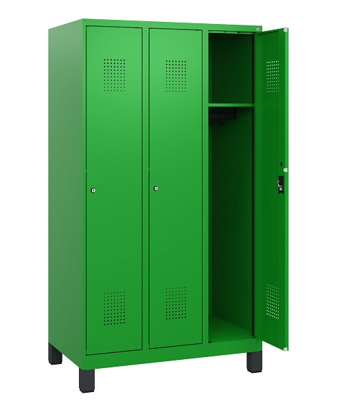 C+P Spind Evolo PLUS, Füße, 3 Abteile, 1630x900x500mm, 6037/6037, Zylinderschloss, 0490105-30 S10053