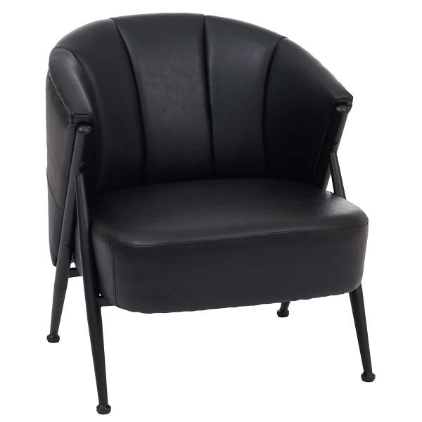 Mendler Sessel HWC-P30, Polster-/Cocktail-/Clubsessel Lounge Chair Vintage Retro Industrial Metall Kunstleder, schwarz, 118690