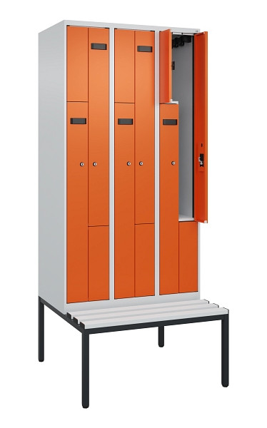 C+P Z-Spind Evolo PLUS, 6 Fächer, 2120x900x815mm, 7035/2004, Zylinderschloss, Material Sitzfläche Kunststoff, Sitzbank, 0490537-306 S10078