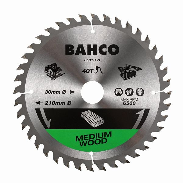 Bahco Kreissägeblatt, 230 mm, 60 Zähne, 30 mm Innen-Ø, für Holz, für tragbare und Tischsägen, 8501-230-30-60XF